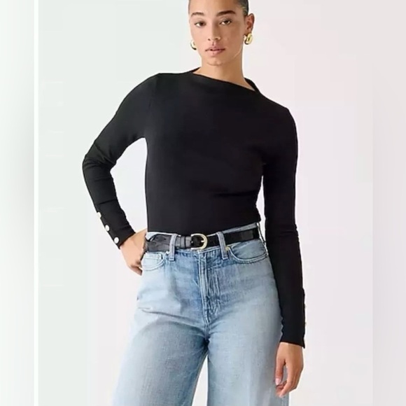 J. Crew Women’s Vintage Rib Split-neck T-shirt Buttons BW070 Sz S In Natural NWT - Picture 2 of 3